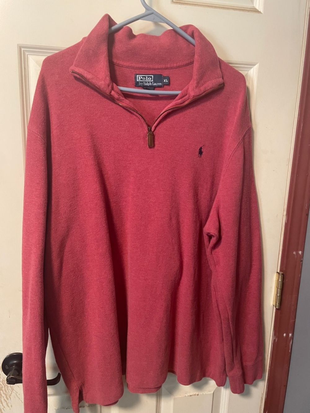 Polo by Ralph Lauren Men's Coral Red Half-Zip Sweater
